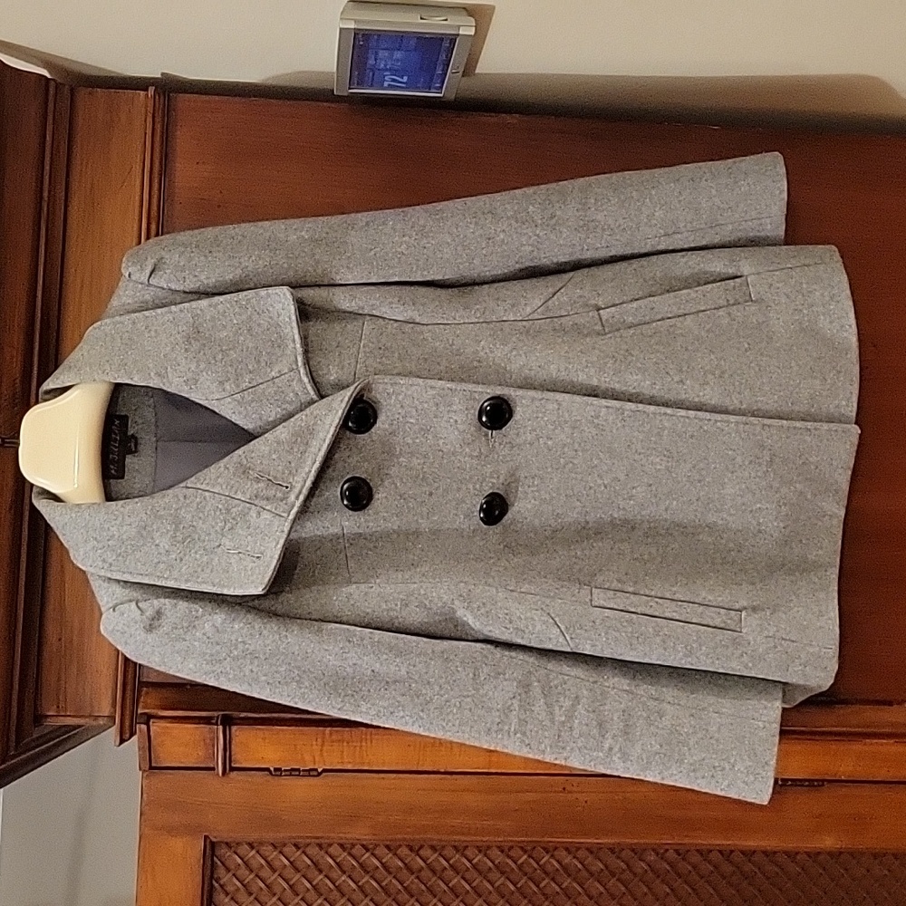 M. Julian | Grey Wool-blend Double Breasted Peacoat Military Preppy - size S